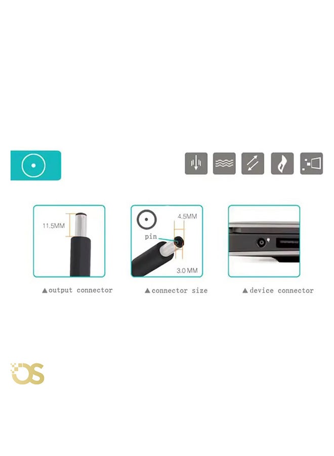 ديل Laptop charger compatible with Dell  3.34A, comes with a connector size (4.5×3.0mm) xps (4530), suitable for compatible devices with the same standard specifications, includes the adapter and AC power cable, safe, fast, and stable charging, with a 1-month warranty from OS STORE. 17cm BLACK - Image 4