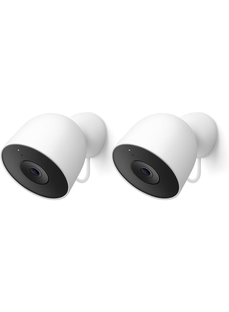 Google Nest Cam Outdoor (Wired, 2nd Gen) - 2 Pack - Security Camera with 2K Video and Gemini, Night Vision, 2-Way Audio - Works with Google Home - 2025 Model - Snow
