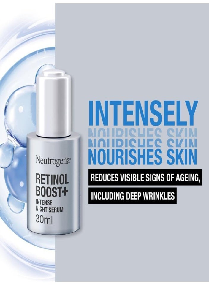 نيوتروجينا Retinol Boost+ Intense Unscented Retinol Night Serum for Face, Reduces Look of Deep Wrinkles, For Firmer, Younger-Looking Skin, made in France 30ml - Image 2