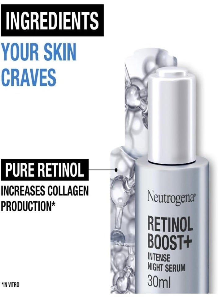 نيوتروجينا Retinol Boost+ Intense Unscented Retinol Night Serum for Face, Reduces Look of Deep Wrinkles, For Firmer, Younger-Looking Skin, made in France 30ml - Image 4