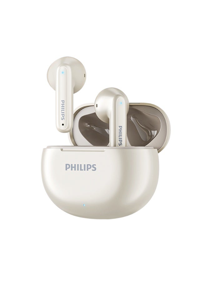 Philips Earbuds, Bluetooth Earbuds, Headphone, Open Ear Ring True Open Ear Headphones, True Wireless Earbuds - Bluetooth ， In-Ear Headphones， Bluetooth 5.4 Headphones with 18H Playtime, AI Call Noise Reduction, 13mm Bass Driver, Spatial Audio, Sweatproof for Sports, Work, Travel & iPhone Android TAT1199 White - Image 1