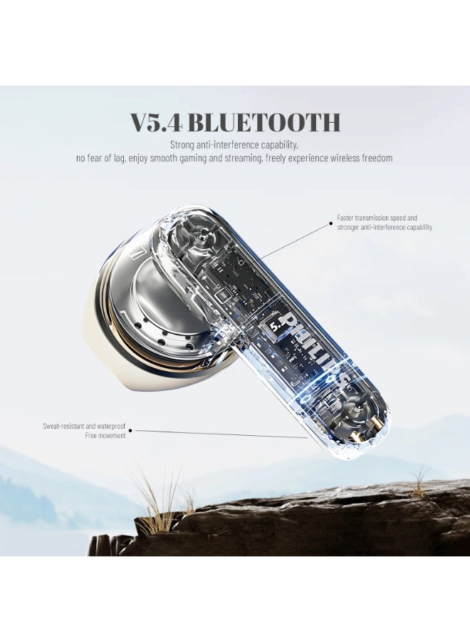 Philips Earbuds, Bluetooth Earbuds, Headphone, Open Ear Ring True Open Ear Headphones, True Wireless Earbuds - Bluetooth ， In-Ear Headphones， Bluetooth 5.4 Headphones with 18H Playtime, AI Call Noise Reduction, 13mm Bass Driver, Spatial Audio, Sweatproof for Sports, Work, Travel & iPhone Android TAT1199 White - Image 2