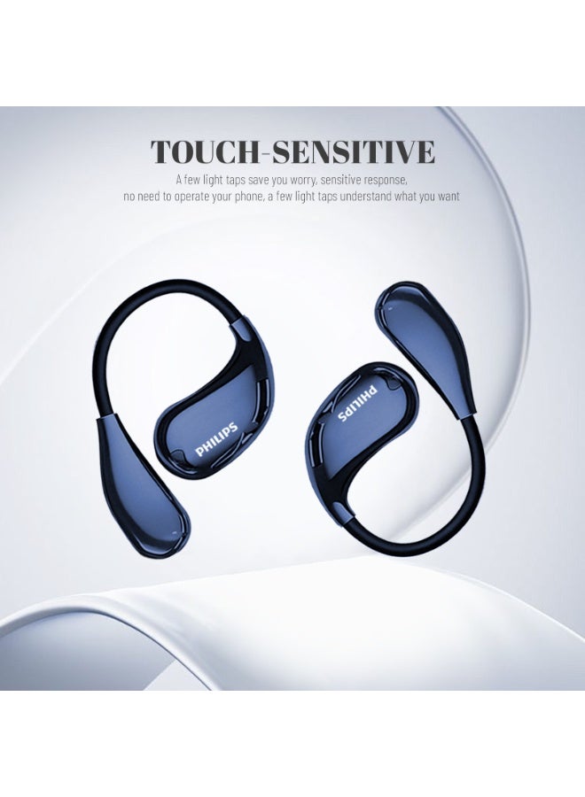 Philips Earbuds, Bluetooth Earbuds, Headphone, Open Ear Ring True Open Ear Headphones, True Wireless Earbuds - Bluetooth ， In-Ear Headphones，  Bluetooth 5.4 Headphones with Touch Control, Long-Lasting Battery, 360° Stereo Sound, Comfortable Open-Ear Fit, Non-Slip for Sports, Running, Workouts & iPhone Android TAT2769 Blue - Image 2
