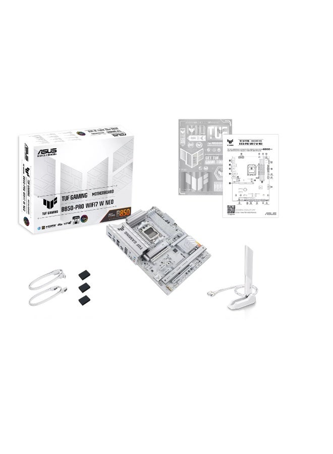 ASUS TUF GAMING B850-PRO WIFI7 W NEO AM5 ATX Motherboard – DDR5 9000MHz (OC) 4x DIMM, PCIe 5.0 x16, 2.5Gb Ethernet, Wi-Fi 7, M.2 PCIe 5.0/4.0, AI Cooling & BIOS FlashBack, Aura Sync RGB, AMD B850 Chipset, White | 90MB1NW0-M0EAY0 - Image 2