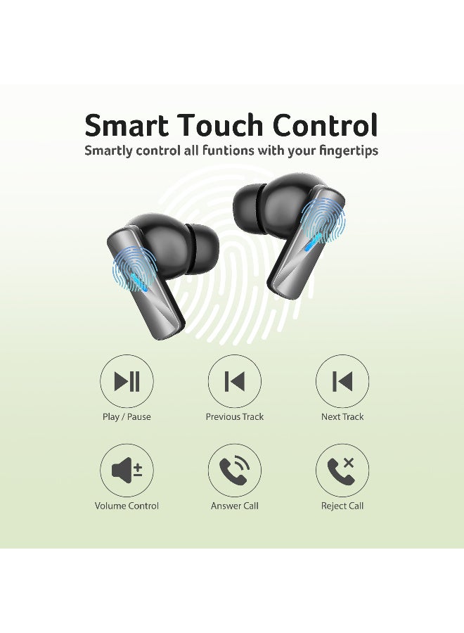 True Wireless Earbuds, Active Noise Cancellation (ANC), Bluetooth 5.4, 24-Hour Playtime, ENC Clear Calls, IPX4 Sweatproof, Gaming & Sports Headphones - Black black - view 5