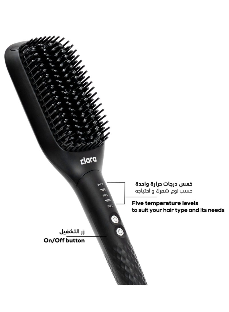كلارا Sleek Hot Brush Large Thermal Hair Brush, Negative Ion Anti-Frizz Hair Straightening Brush, 5 Heat Settings, Auto Shut-Off 45 Min, 360° Swivel Cord, Type G Plug, 560W, Black - Image 2