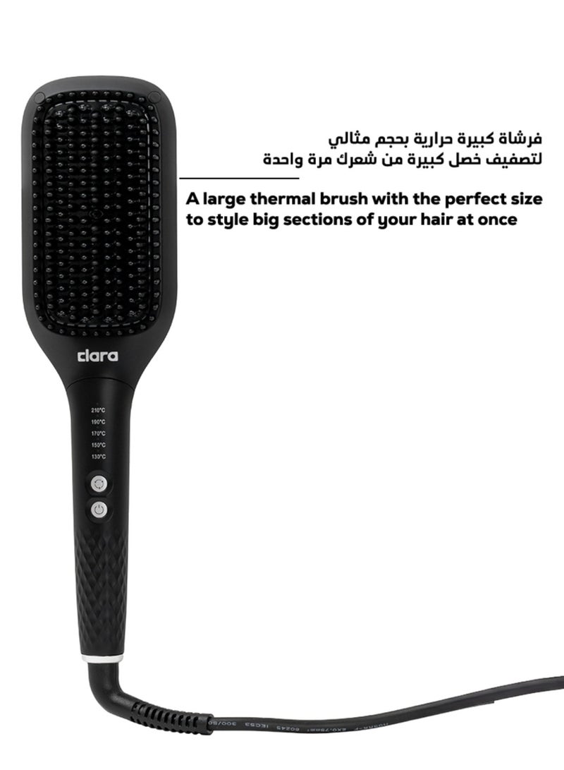 كلارا Sleek Hot Brush Large Thermal Hair Brush, Negative Ion Anti-Frizz Hair Straightening Brush, 5 Heat Settings, Auto Shut-Off 45 Min, 360° Swivel Cord, Type G Plug, 560W, Black - Image 3