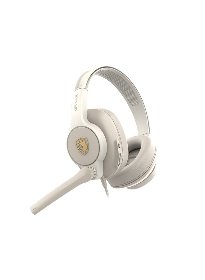 ساديس Sades Upower Gaming Headset, 40mm Drivers, Immersive Stereo Sound, Omnidirectional Mic, Lightweight Design, 3.5mm Dual Plug - SA-703-GRAY - Image 3