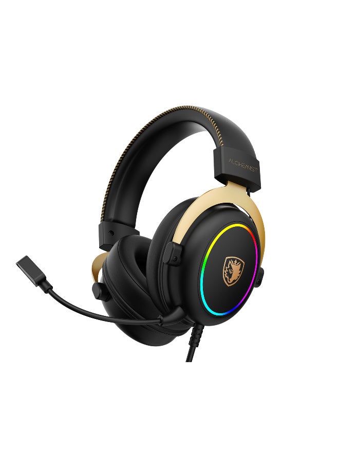 ساديس SADES Alchemist Gaming Headset, Virtual 7.1 Surround Sound, ENC Noise‑Reduction Mic, RGB Lighting, USB‑A Wired, 50mm Drivers - SA-913-BLACK - Image 2