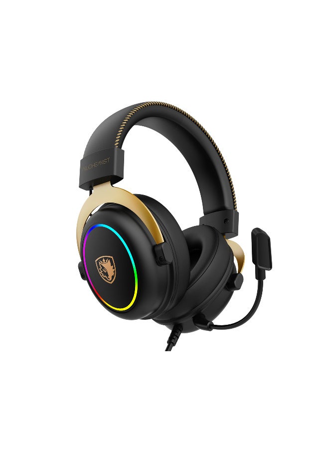 ساديس SADES Alchemist Gaming Headset, Virtual 7.1 Surround Sound, ENC Noise‑Reduction Mic, RGB Lighting, USB‑A Wired, 50mm Drivers - SA-913-BLACK - Image 4