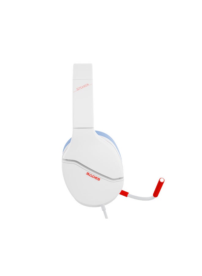 ساديس Sades Spower Gaming Headset – 40mm Drivers | Lightweight Design, Flexible Detachable Mic, 3.5mm Multi‑Platform Headphones for PC, PS4/PS5, Xbox, Switch & Mobile, White - SA‑725 - Image 3