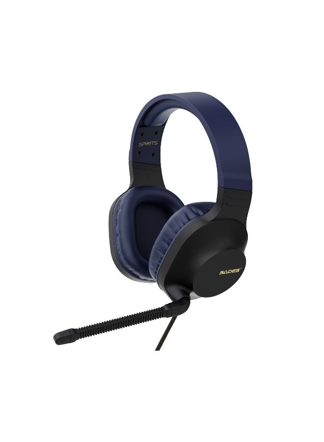 ساديس SADES Spirits Gaming Headset, 50mm Drivers, Flexible Mic, Multi‑Platform Support, Lightweight Design, 3.5mm 4‑Pole Jack - SA-721-GOLD - Image 4