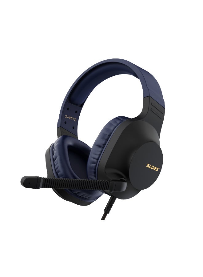 ساديس SADES Spirits Gaming Headset, 50mm Drivers, Flexible Mic, Multi‑Platform Support, Lightweight Design, 3.5mm 4‑Pole Jack - SA-721-GOLD - Image 3