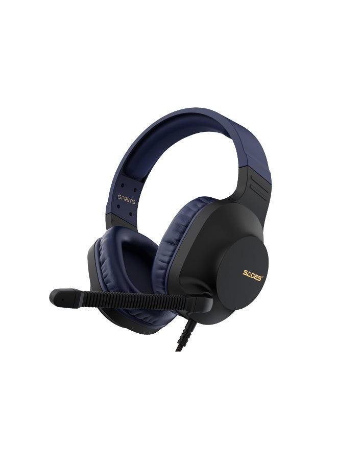 ساديس SADES Spirits Gaming Headset, 50mm Drivers, Flexible Mic, Multi‑Platform Support, Lightweight Design, 3.5mm 4‑Pole Jack - SA-721-GOLD - Image 1