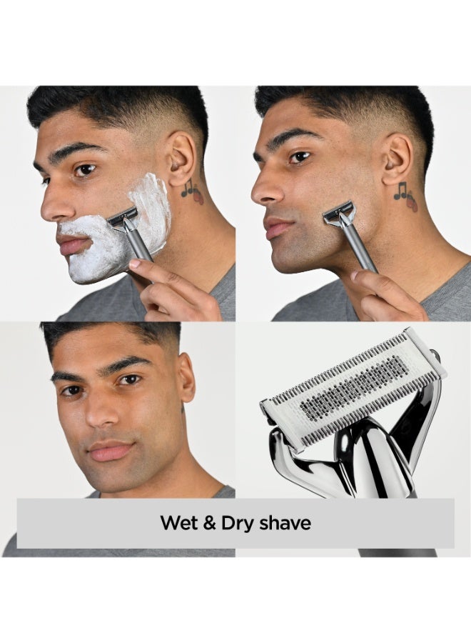 بيبي ليس ماكينة حلاقة كهربائية X-Blade لتشذيب اللحية والجسم مع شفرة مرنة دقيقة، 4 ملحقات مشط 1–5 مم، بطارية ليثيوم أيون، مقاومة للماء للعناية الرطبة والجافة (OT996SDE) - Image 3