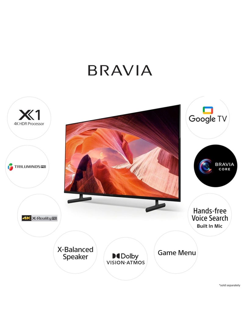 Sony Bravia 50-Inch X80L 4K UHD Smart Google TV (International Version) - Ideal for Next-Gen Gaming (PS5) | Immersive Home Cinema | and Seamless Streaming | 4K HDR Processor X1 | Triluminos Pro Display | Dolby Vision & Dolby Atmos (2023 Model) KD-50X80L Black - Image 3