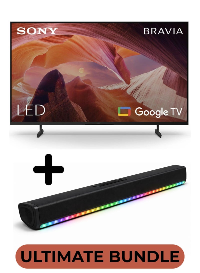 Sony Bundle Of Bravia 50-Inch X80L 4K UHD Smart Google TV With 2.0 Channel Portable Soundbar With Built In Battery & LED Lights - Ideal for Cinematic Home Theater, PS5 Pro Gaming, and Immersive Sports Streaming, Sony 50 Inch HDR TV - KD-50X80L+SOUNDBAR Black - Image 1