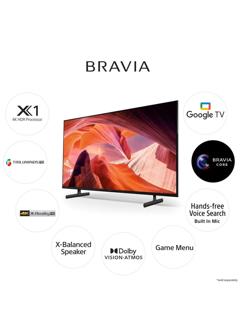 Sony Bundle Of Bravia 50-Inch X80L 4K UHD Smart Google TV With 2.0 Channel Portable Soundbar With Built In Battery & LED Lights - Ideal for Cinematic Home Theater, PS5 Pro Gaming, and Immersive Sports Streaming, Sony 50 Inch HDR TV - KD-50X80L+SOUNDBAR Black - Image 4