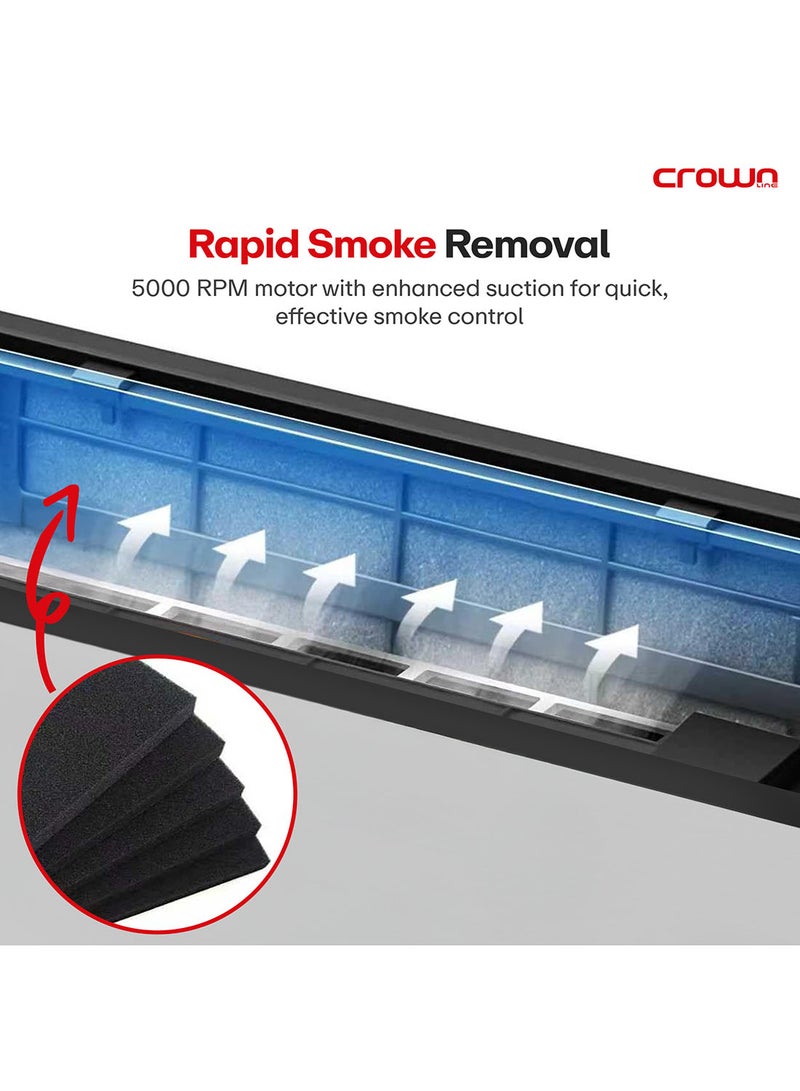 Crownline GR-440 Smokeless Electric Grill, 1800W, Precise Temperature Control (80°C–230°C), Detachable Parts, Die-Cast Aluminum Plate, SS Housing & Tempered Glass Lid 1800 W Crownline GR-440 Smokeless Grill 1800W black - Image 4