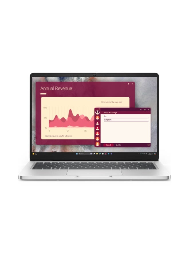 DELL Pro 14 PC14250 Laptop, Intel Core Ultra 5 235U vPro,  8GB DDR5 RAM, 512GB SSD, 14 inch FHD plus Display, IR Camera, Fingerprint, Backlit Arabic Keyboard, Ubuntu, WiFi & Bluetooth, 1 Year Pro Support English/Arabic Silver - Image 1