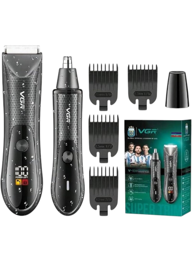 VGR V-934 Professional Body Nose Hair Clipper IPX7/IPX5 Waterproof Ceramic Blades USB Rechargea... black - Image 1