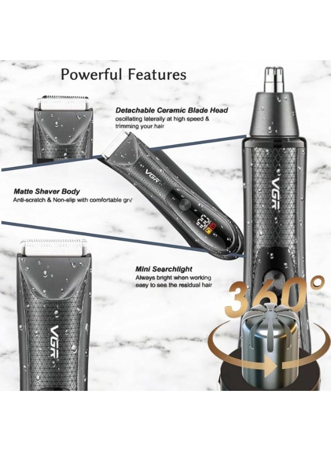 VGR V-934 Professional Body Nose Hair Clipper IPX7/IPX5 Waterproof Ceramic Blades USB Rechargea... black - Image 2