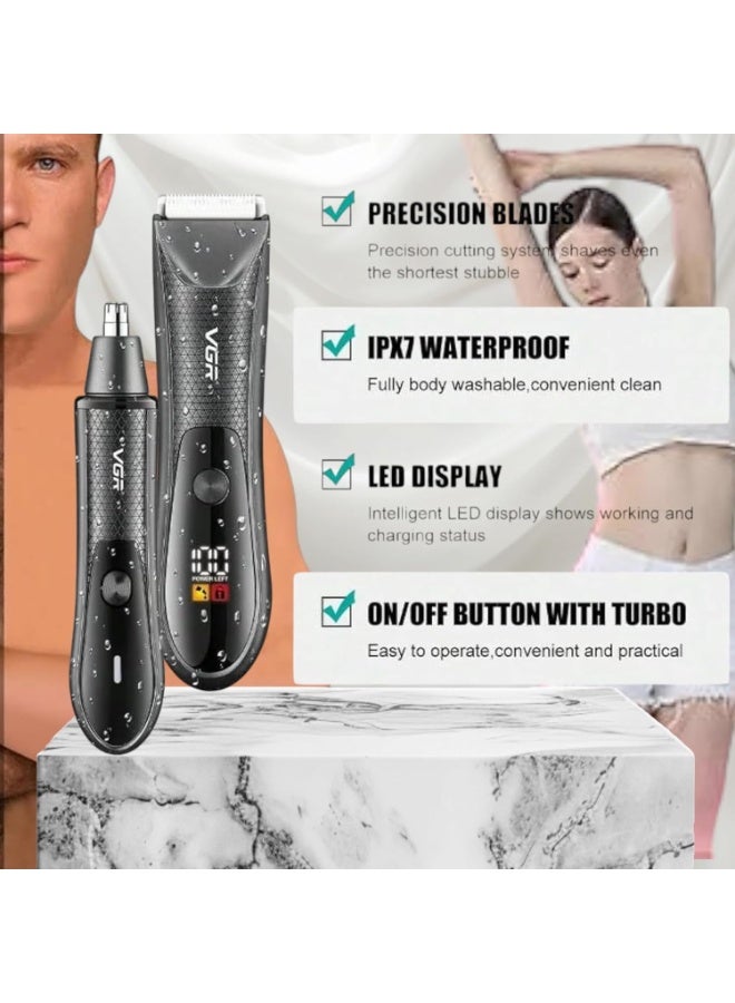 VGR V-934 Professional Body Nose Hair Clipper IPX7/IPX5 Waterproof Ceramic Blades USB Rechargea... black - Image 3
