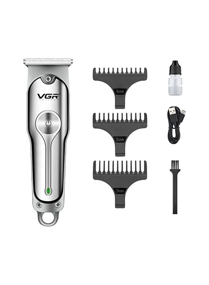 VGR V-071 Professional Hair Trimmer – 2-Speed Turbo Mode, T-Blade Zero Gapped, USB Rechargeable, 120 Mins Runtime. silver - Image 4