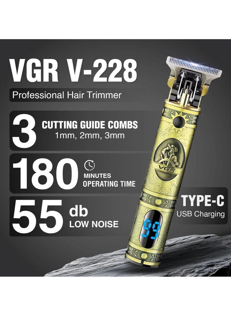 VGR V-228 Professional Hair Clipper with LED display Runtime: 180 min Trimmer for Men gold - Image 2