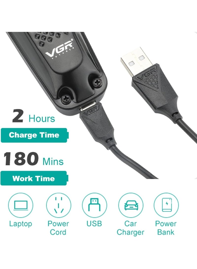 VGR V-972 Professional Hair Trimmers, Precision Beard Trimmer for Men, Cord/Cordless and Rechargeable with LED Display black - Image 4
