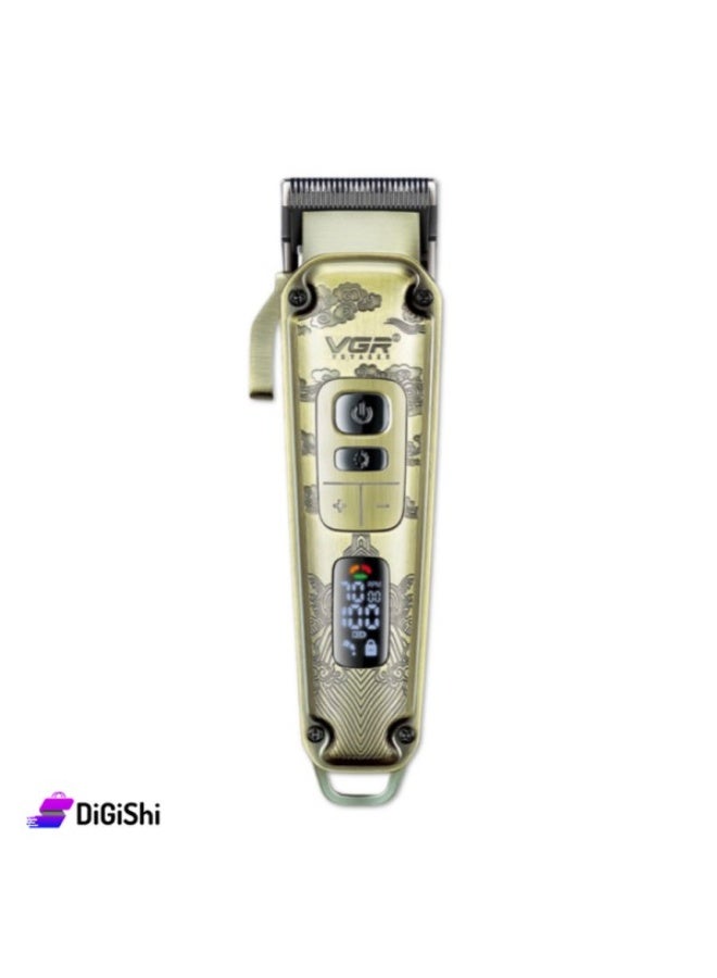 VGR Professional hair clipper model V-005 - Durable metal body - High-precision blade - 4 adjustable speeds - Superior cordless cutting and trimming performance gold - Image 2