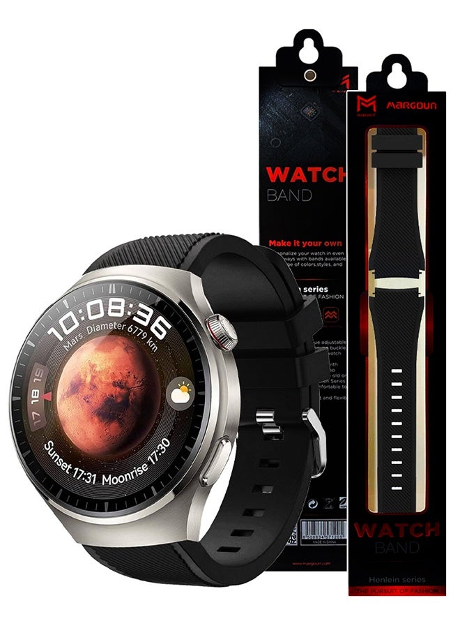 مارجون 22mm Silicone Watch Band for Huawei Watch GT Series: GT5 46mm, GT5 Pro 46mm, GT4 46mm, GT3 46mm, GT3 Pro 46mm, GT2 46mm, GT2 Pro, GT Runner, Watch 4, Watch 4 Pro, Watch 3, Watch 3 Pro Black - Image 5