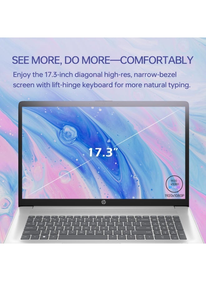 HP Essential 17 Laptop for Productivity & Daily Work, 17.3" FHD Display, Intel Core i7-1355U Performance, 16GB RAM + 1TB SSD, Webcam, USB-C, HDMI, Wi-Fi 6, Windows 11 Home, Silver,free MS Office English silver - Image 5