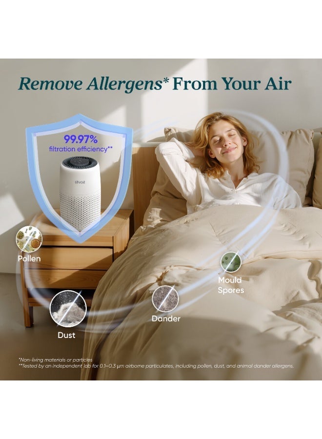 LEVOIT Air Purifiers for Bedroom Home, with Night Light, 3-in-1 Filter, Filters Smoke, Allergies, Pet Dander, Odor, Dust, 25dB Ultra-quiet, Office, Desktop, Portable, Core Mini, White ‎LAP-C171-QAE White - Image 3