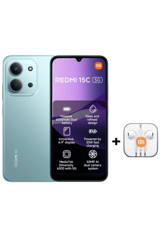 Xiaomi Redmi 15C Dual SIM Mint Green 8GB RAM 256GB 5G + Gift - Global Version - Image 1