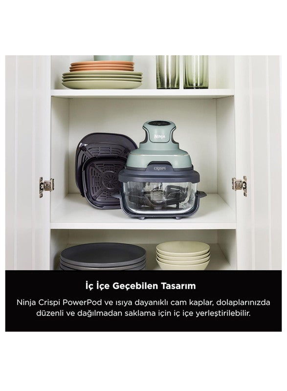 Ninja CRISPi Portable Air Fryer, 3.8L, 4-in-1: Air Fryer, Oven Roast, Keep Heat, Crisp, Compact for Convenient Storage, Two Removable Glass Containers and Lids, 3.8 L 1700 W FN101EUSG Sage - Image 4
