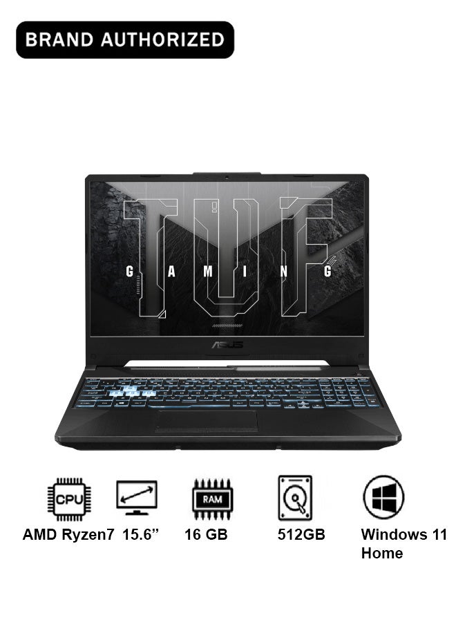 أسوس حاسوب محمول للألعاب TF A15 بشاشة 15.6 بوصة، مع معالج AMD Ryzen 7/ذاكرة RAM سعة 16GB/قرص SSD سعة 512GB/بطاقة رسومات Nvidia Geforce RTX 3050/نظام Windows 11 Home - Image 1