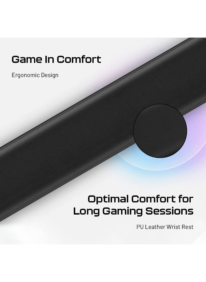 DELL KR3023D Keyboard Wrist Rest - PU Leather, Soft Memory Foam for Stable Wrist Position, Anti Skid Base Feet for Grip & Stability, Ergonomic Design, Water Resistant black - Image 2