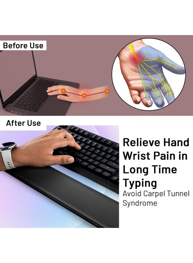 DELL KR3023D Keyboard Wrist Rest - PU Leather, Soft Memory Foam for Stable Wrist Position, Anti Skid Base Feet for Grip & Stability, Ergonomic Design, Water Resistant black - Image 4