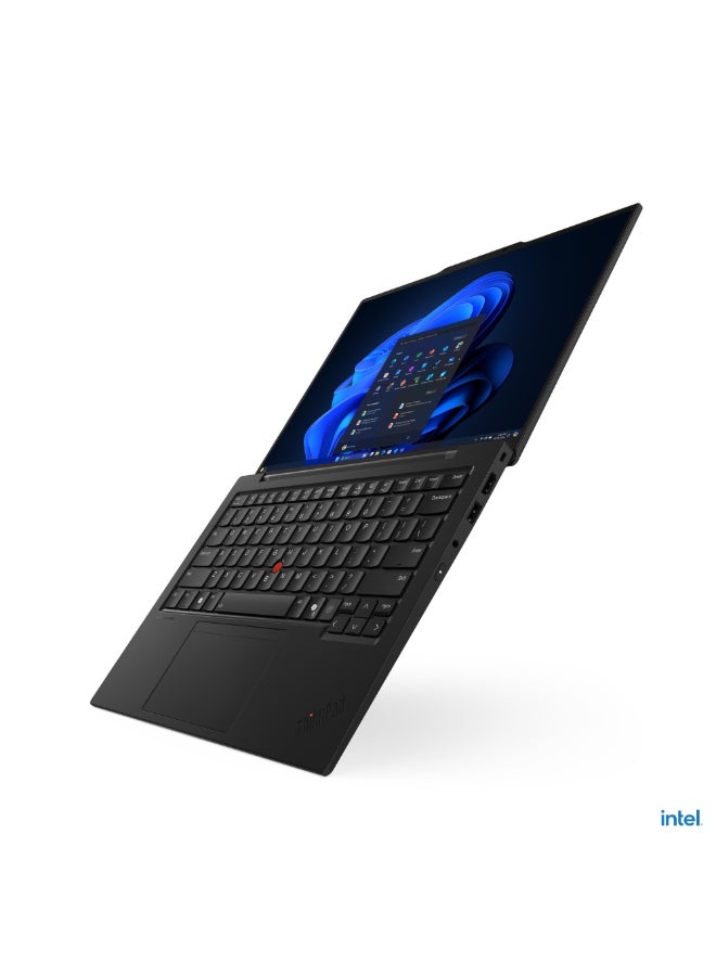 لينوفو لابتوب الأعمال ThinkPad X1 Carbon الجيل 13 إصدار Aura، شاشة تعمل باللمس WUXGA مقاس 14"، معالج Intel Core Ultra 7 258V، ذاكرة RAM 32GB LPDDR5x، قرص SSD PCIe 5.0 سعة 1TB، رسومات Intel Arc 140V، لوحة مفاتيح مضاءة باللونين الإنجليزي والعربي. - Image 3