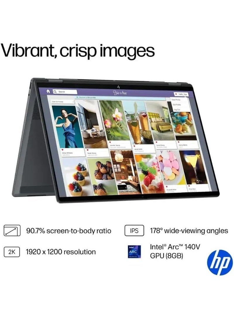 HP OmniBook X Flip 16" 2-in-1 Copilot+ AI PC Laptop,32GB RAM 2TB SSD, 2K 400nits Touch, Intel Evo 8-Core Ultra 7 258V(>Ultra 9 185H), Backlit KB, Win11 Home English Eclipse Gray - Image 3