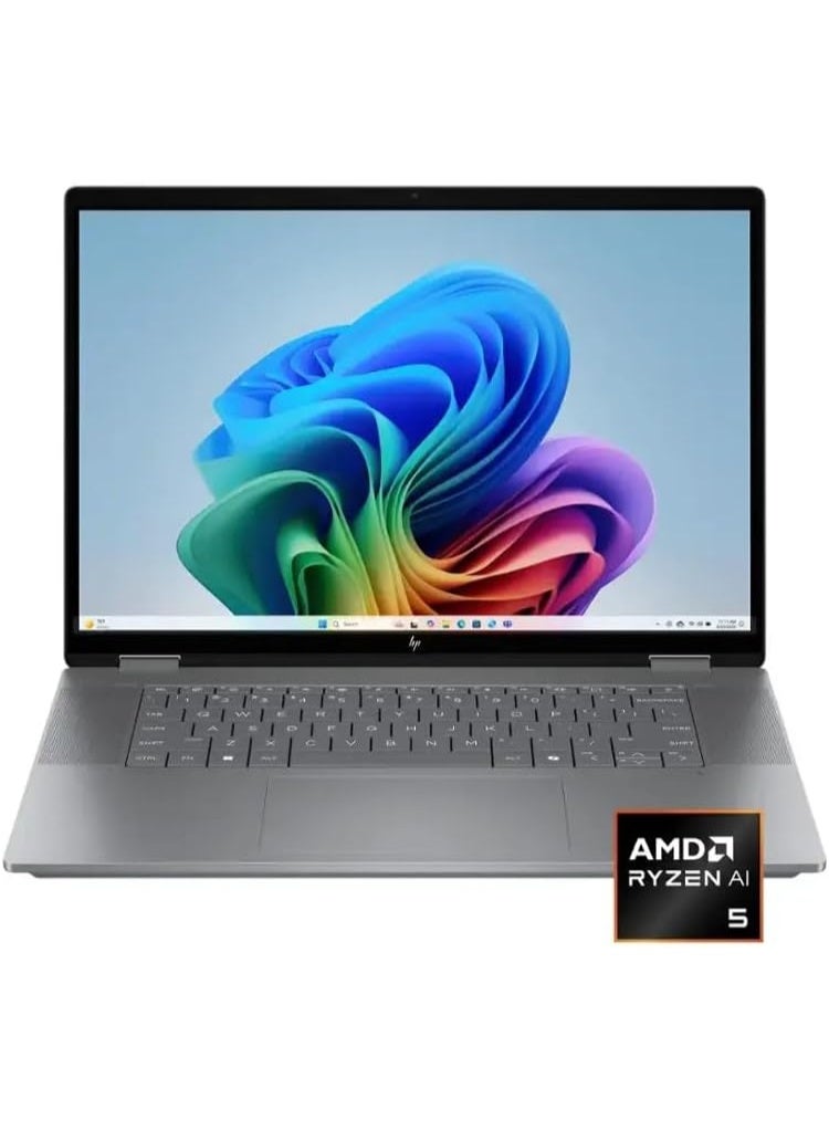 HP OmniBook X FILP Copilot+ PC 16 inch 2K Touch 2-in-1 Touchs Laptop, AMD Ryzen AI 5 340, 16GB DDR5 RAM, 512GB SSD, Backlit KB, Copilot+ PC, Windows 11 Home, Meteor Silver, 16-ar0013dx English Meteor Silver - Image 2