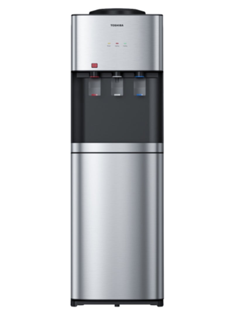 Water Dispenser With Cabinet – Compressor Cooling - Stainless Steel Cold Tank - Over Heat Protection - Child Safety Lock - RWF-W2467TEG(K) Black and Silver
