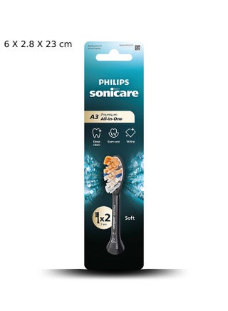 Philips Sonicare A3 All in One sonic toothbrush heads, Soft. Includes 2 Brush Heads, black colour. black 29 Gram - view 2