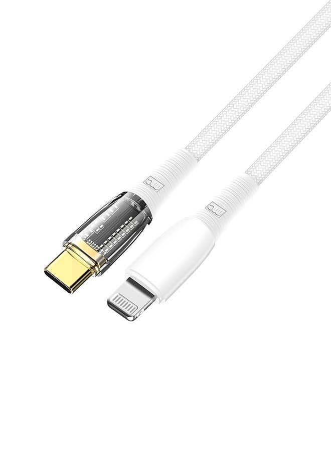 ماي كاندي C-B210TR كابل شفاف USB-C إلى لايتنينج معتمد MFi للشحن السريع 60 واط بطول 1.2 متر، أبيض - Image 2