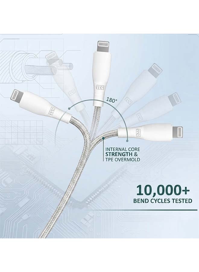 ماي كاندي C-B210TR كابل شفاف USB-C إلى لايتنينج معتمد MFi للشحن السريع 60 واط بطول 1.2 متر، أبيض - Image 4