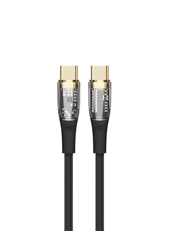 ماي كاندي C-B200TR كابل شفاف USB-C إلى USB-C للشحن السريع 100 واط بطول 1.2 متر، أسود - Image 1
