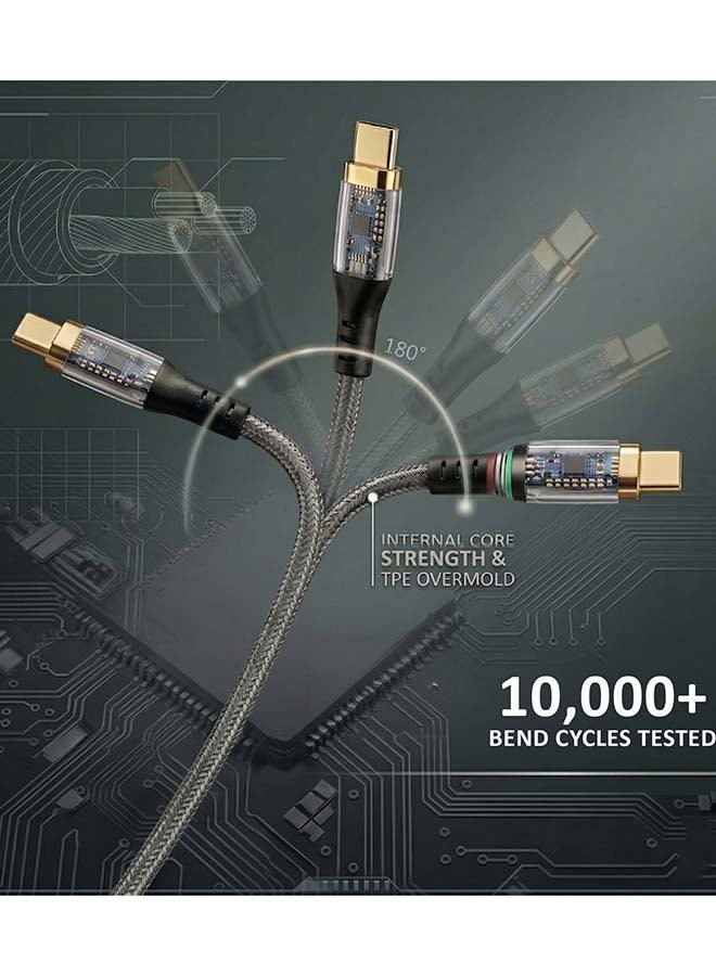 ماي كاندي C-B200TR كابل شفاف USB-C إلى USB-C للشحن السريع 100 واط بطول 1.2 متر، أسود - Image 4