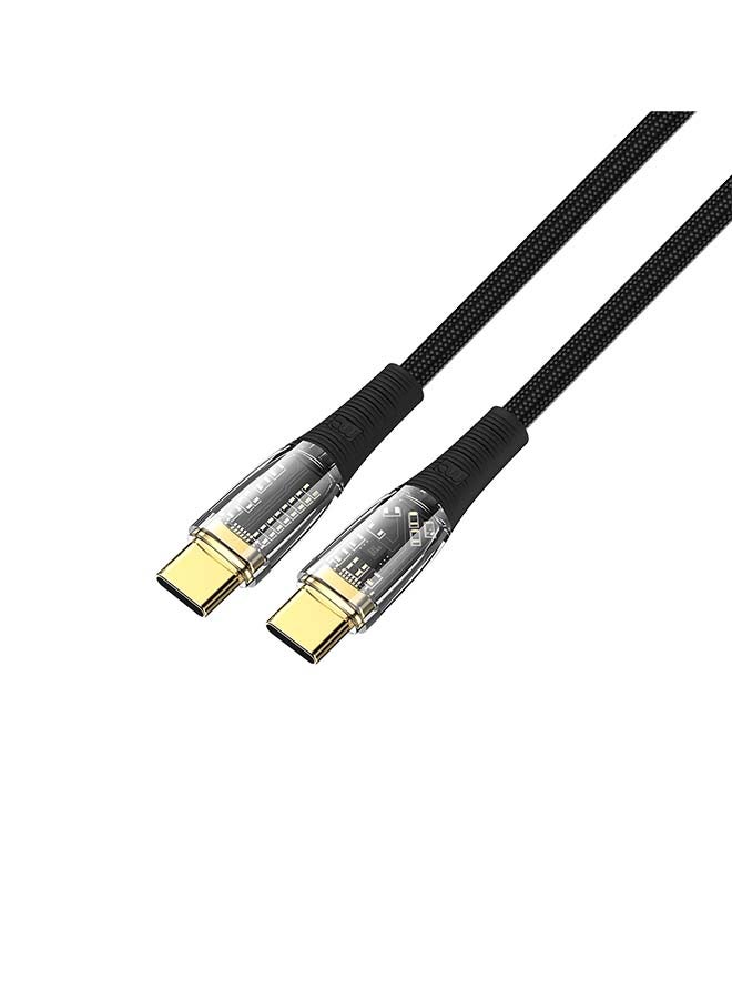 ماي كاندي C-B200TR كابل شفاف USB-C إلى USB-C للشحن السريع 100 واط بطول 1.2 متر، أسود - Image 2