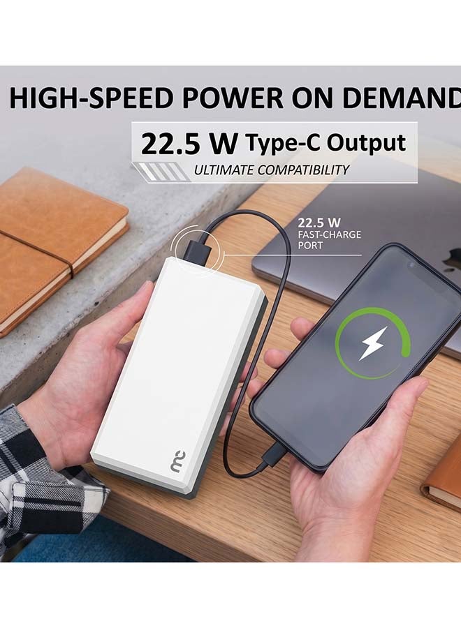ماي كاندي PB-C250 باور بانك 20000 مللي أمبير 22.5 واط USB-C PD للشحن السريع، أبيض - Image 5